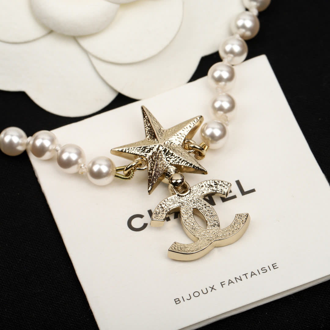 Chanel Pearl and CC Logo Necklace