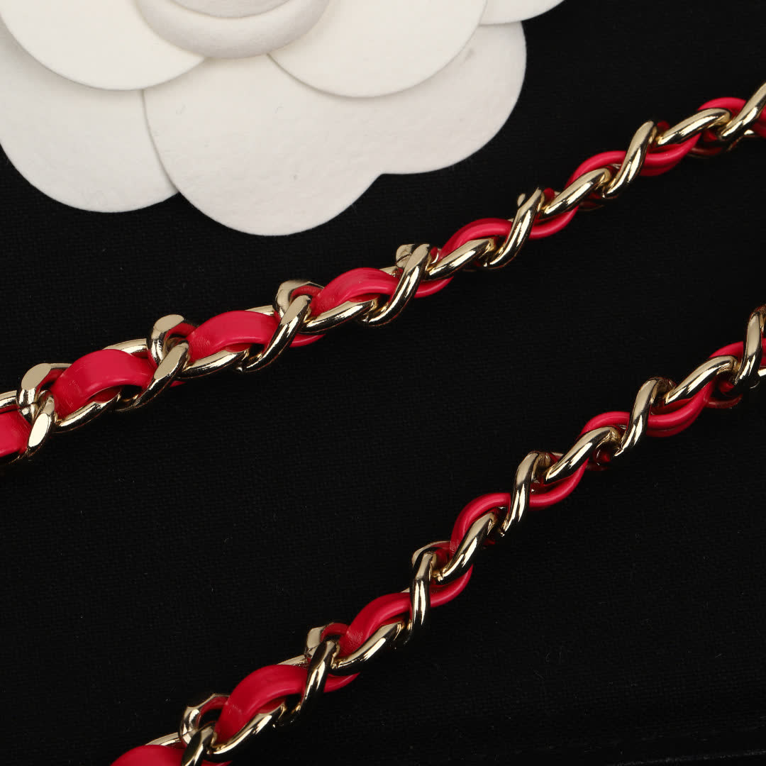 Chanel Red and Silver Flower Necklace
