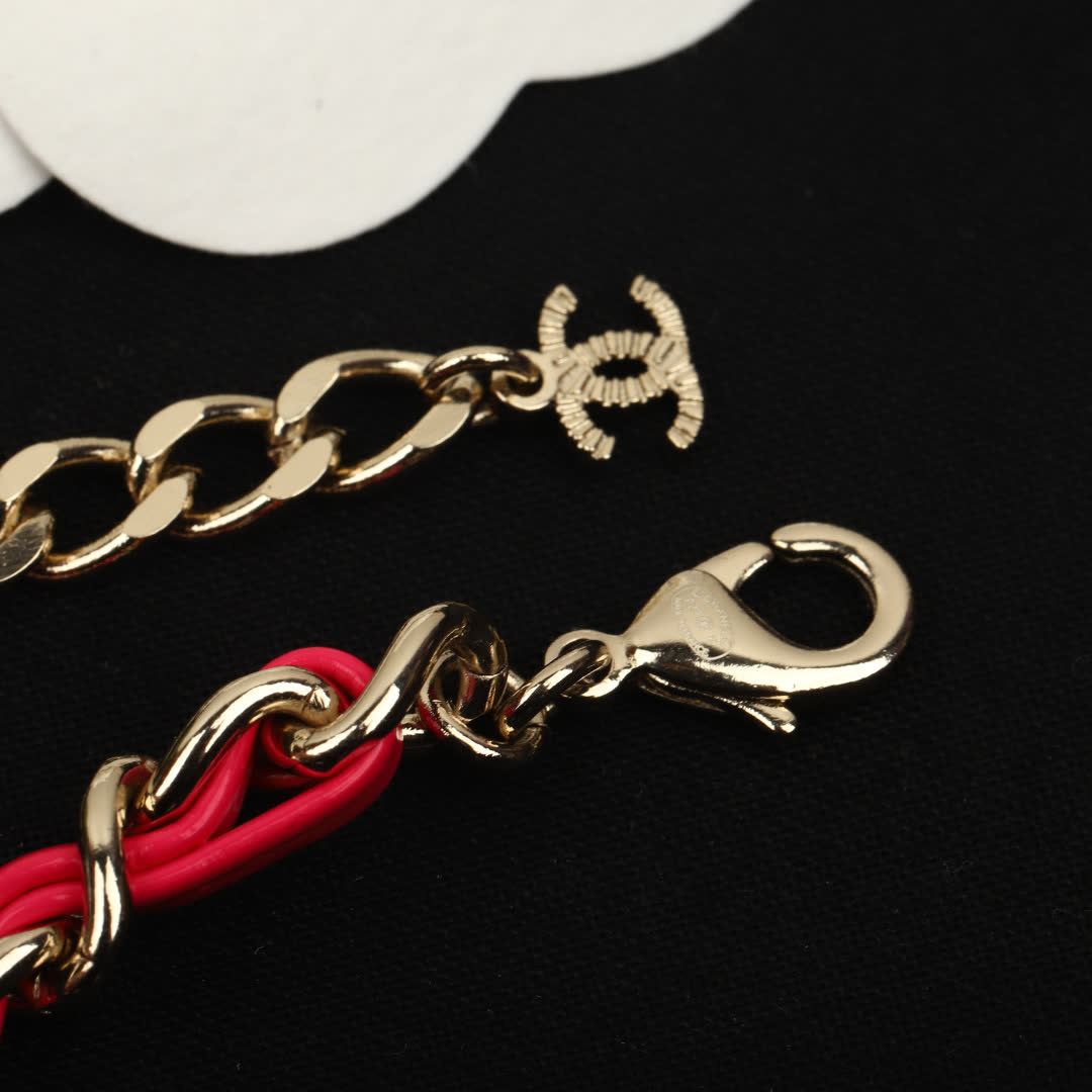 Chanel Red and Silver Flower Necklace