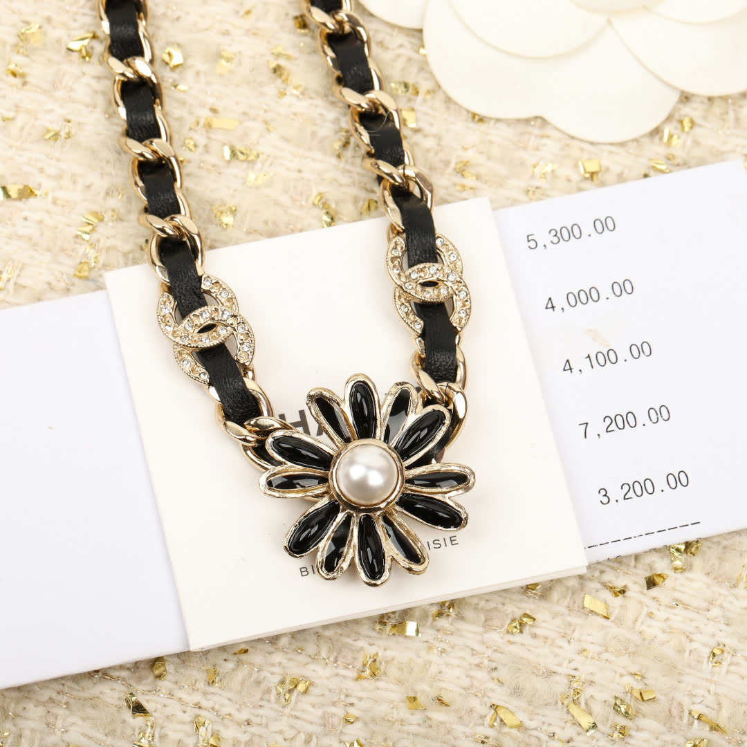 Chanel Gold & Black Pearl Choker Necklace