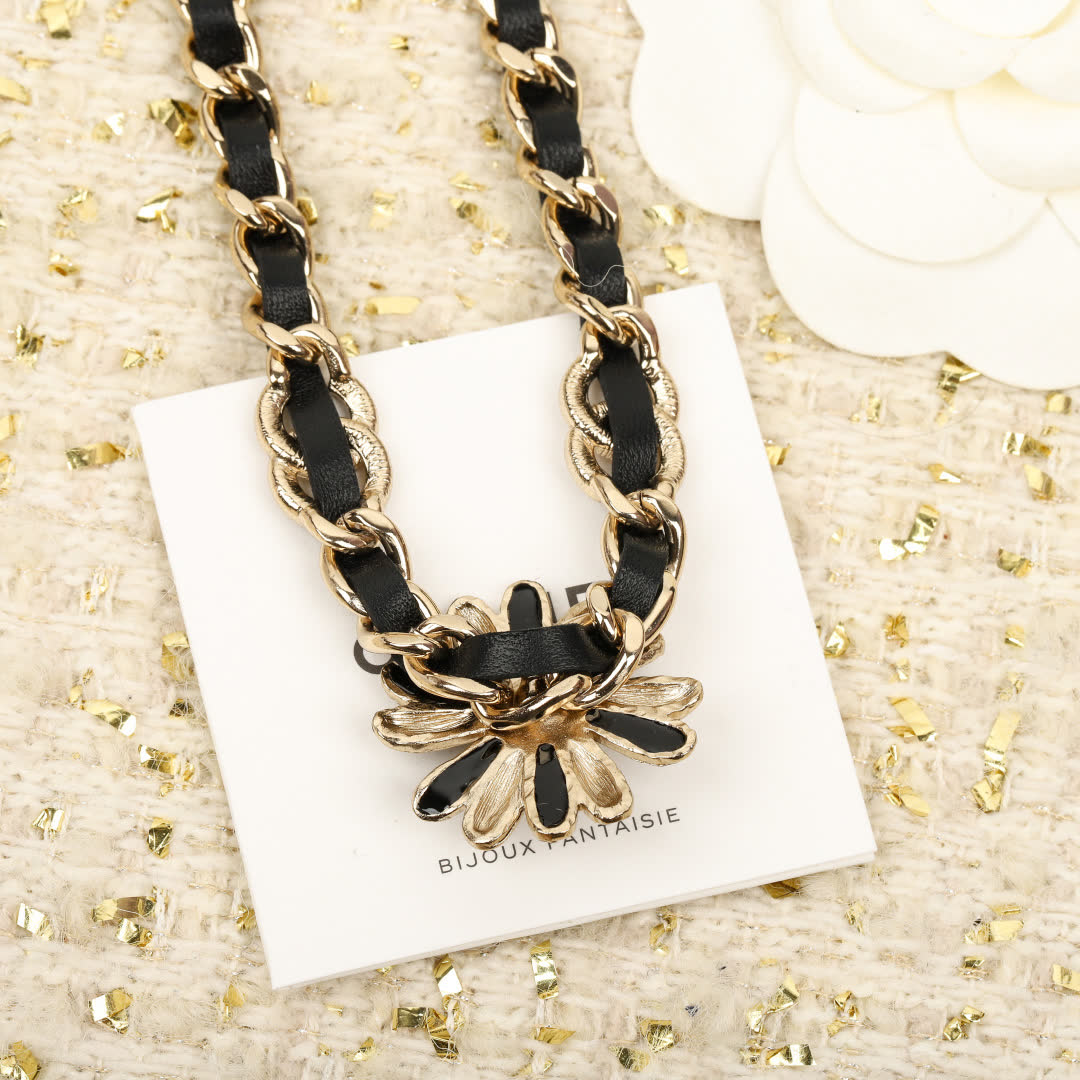 Chanel Gold & Black Pearl Choker Necklace