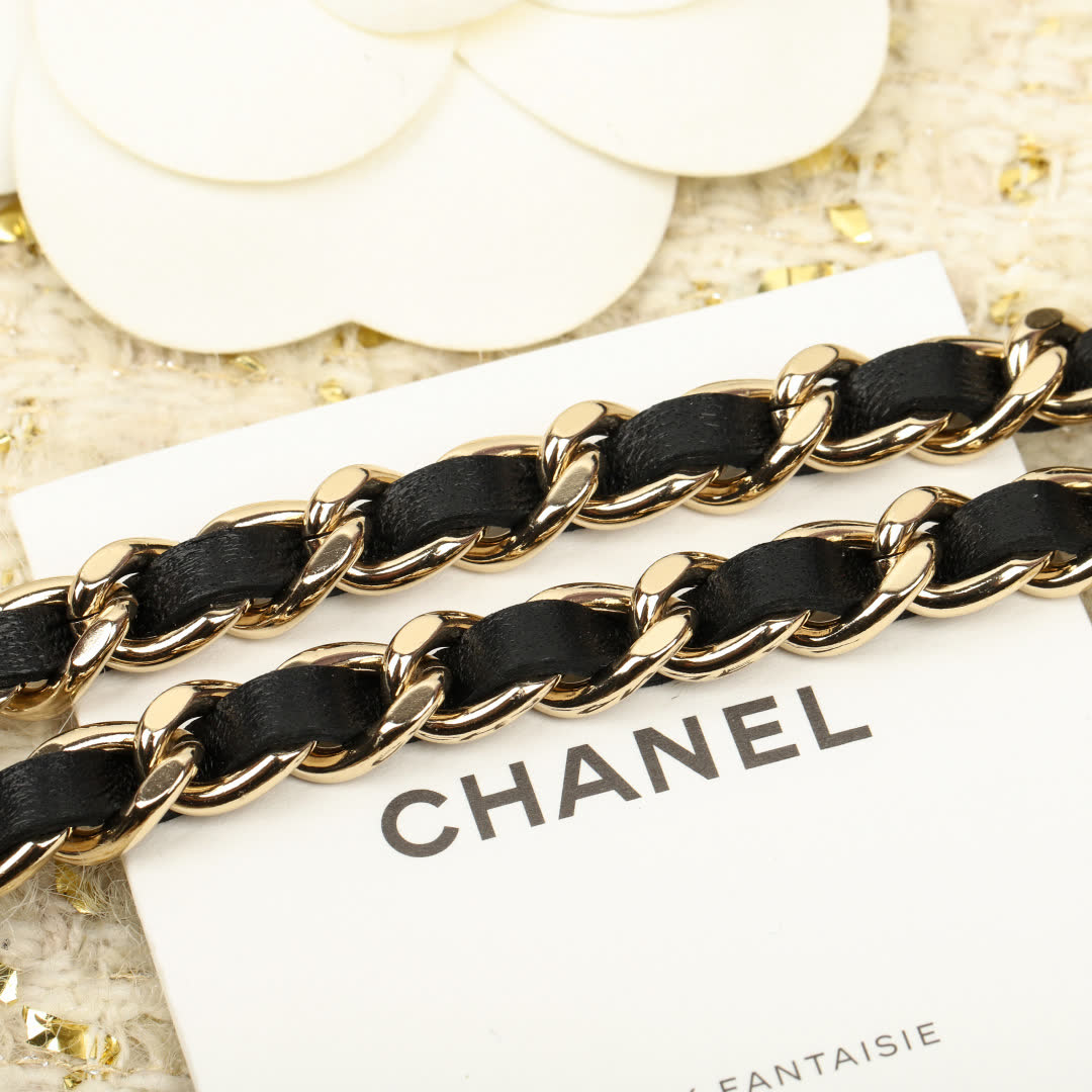 Chanel Gold & Black Pearl Choker Necklace