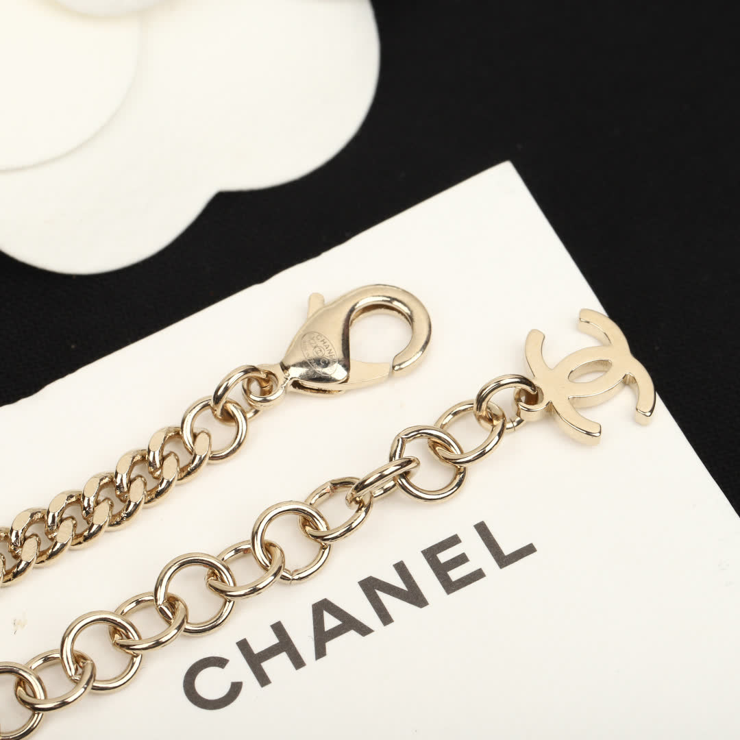 Chanel Double Chain Necklace with Heart Pendant