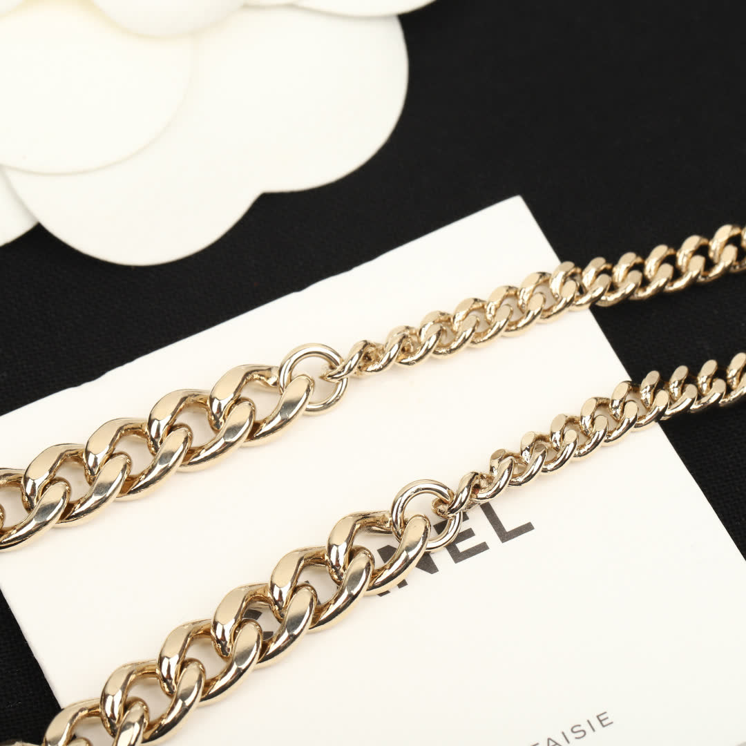 Chanel Double Chain Necklace with Heart Pendant
