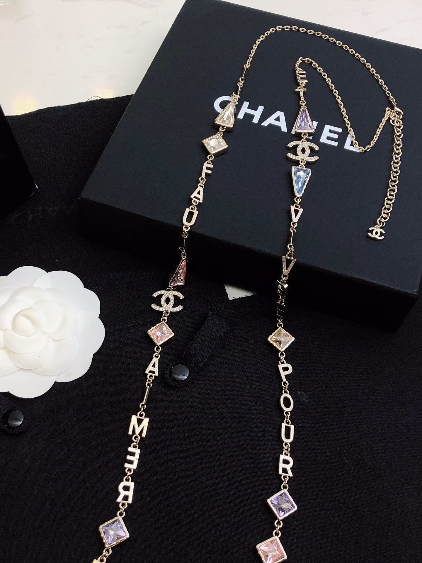 Chanel CC Logo & Alphabet Long Necklace
