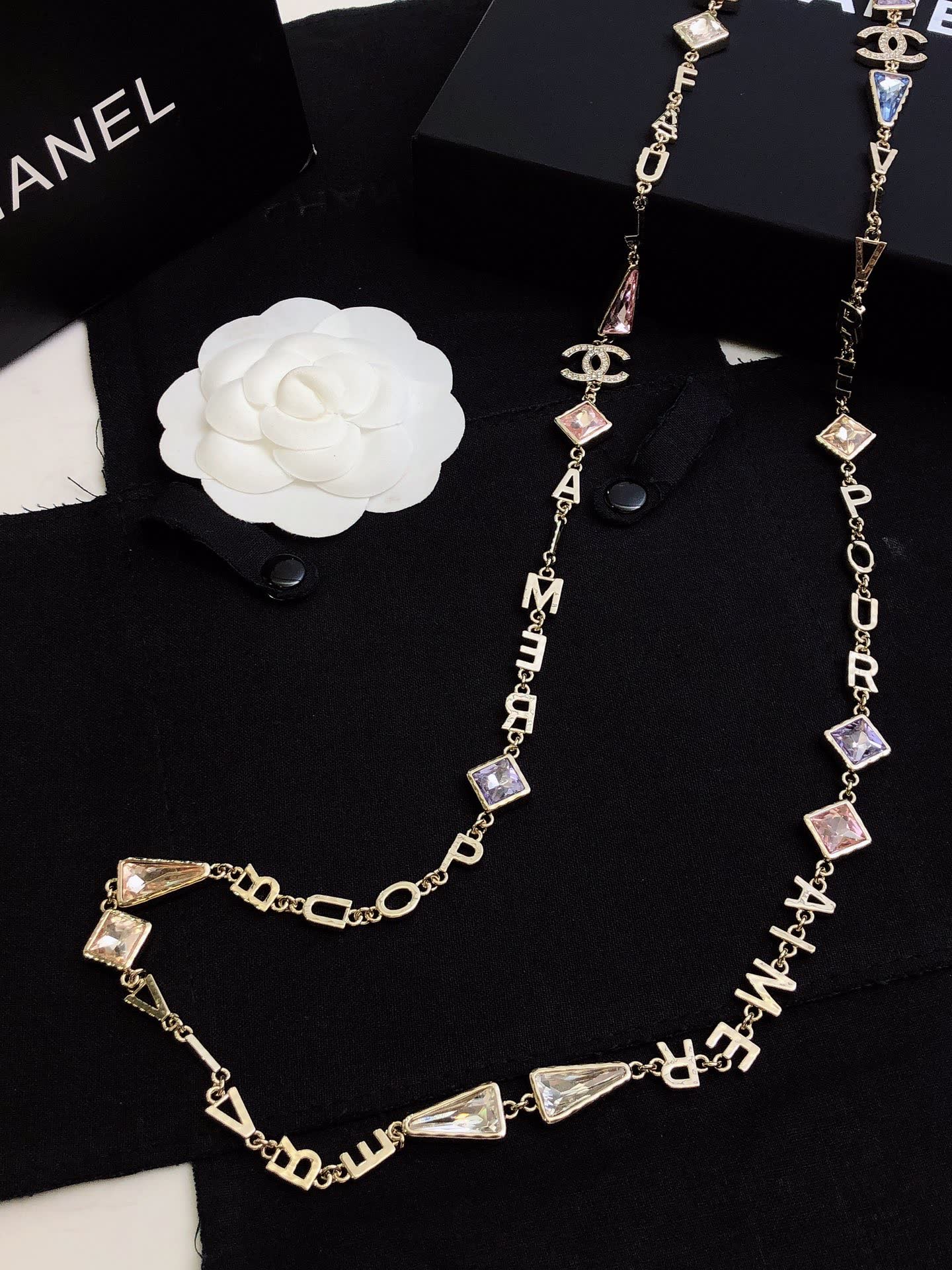Chanel CC Logo & Alphabet Long Necklace