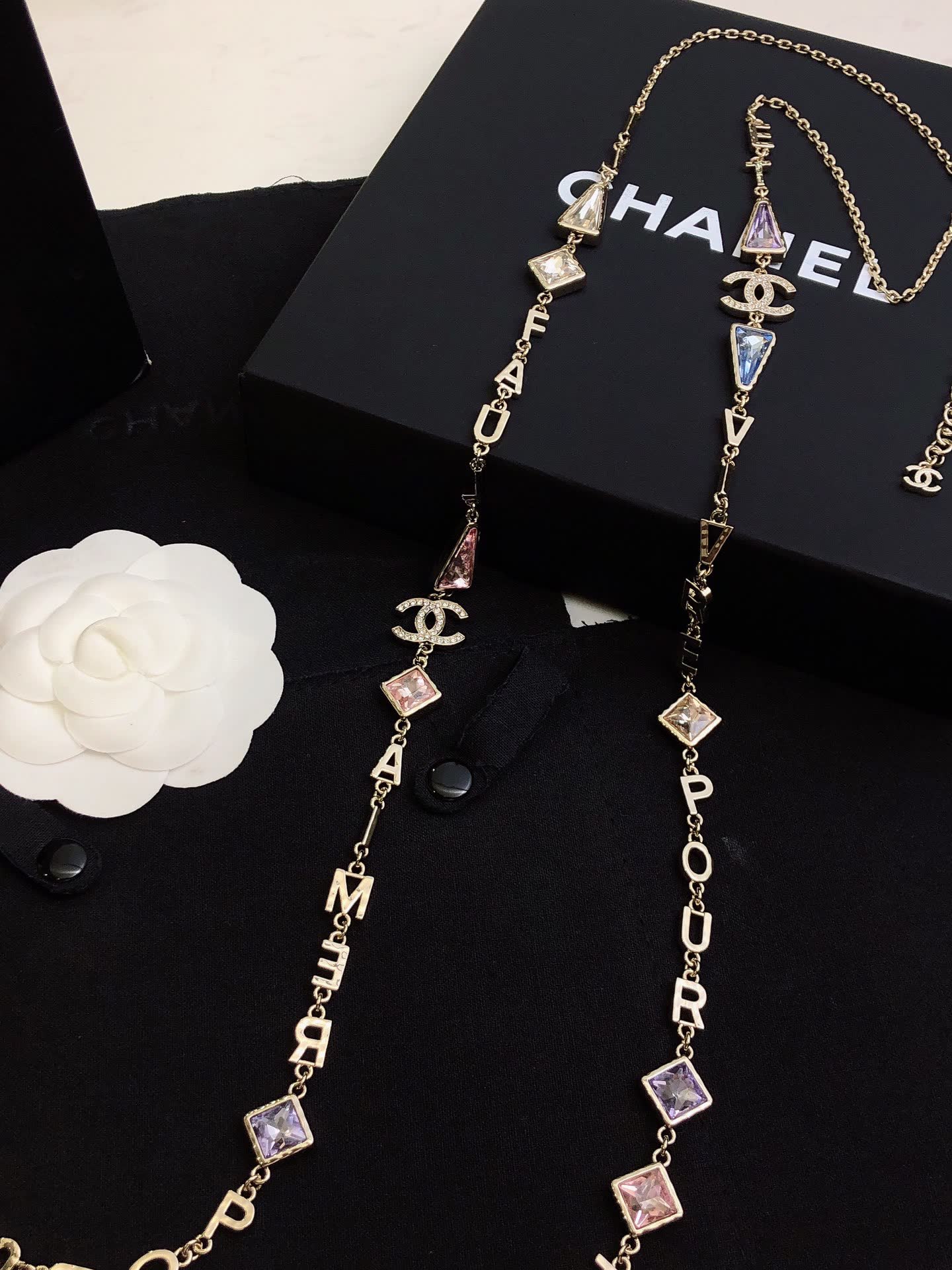 Chanel CC Logo & Alphabet Long Necklace