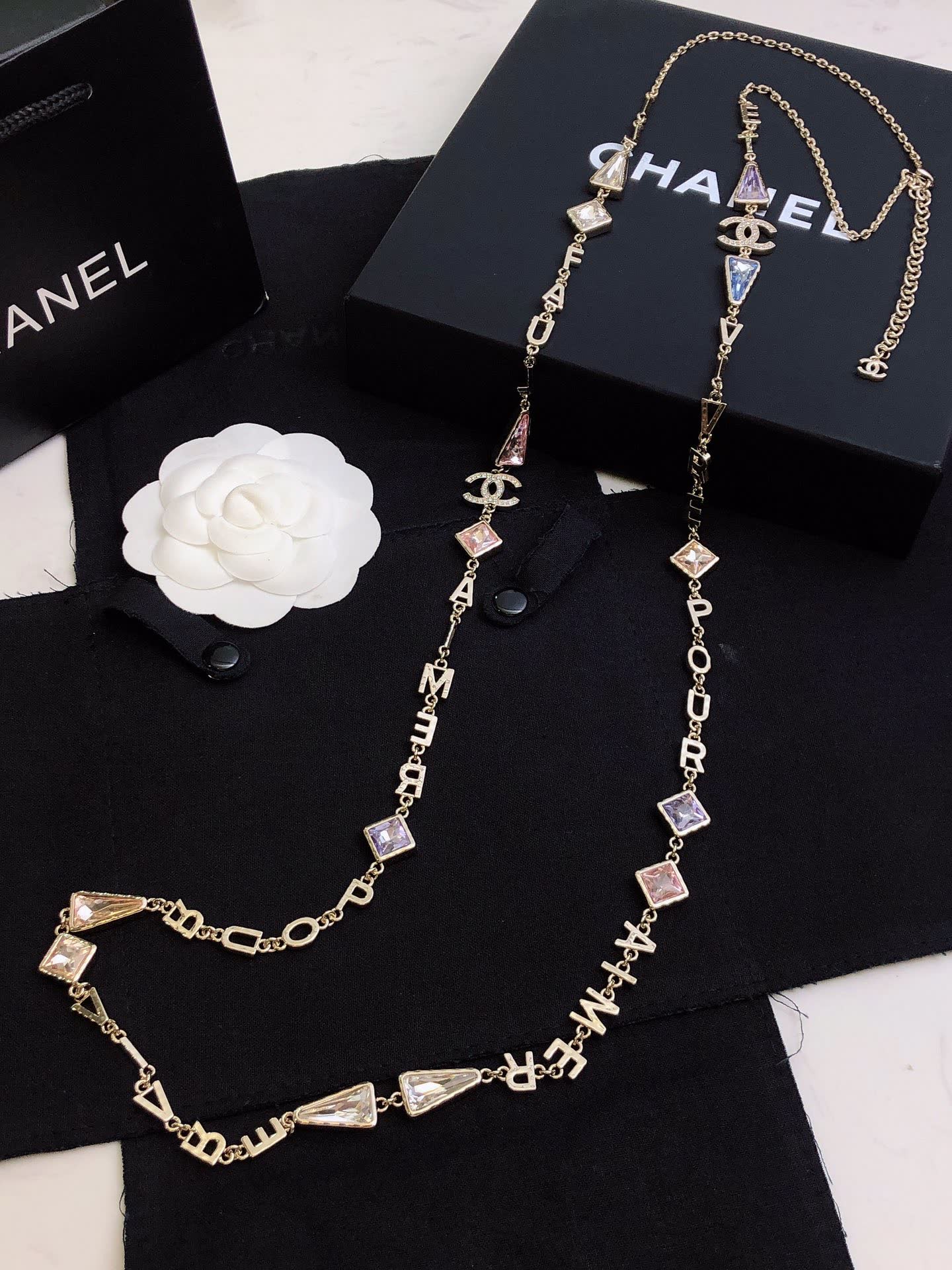 Chanel CC Logo & Alphabet Long Necklace