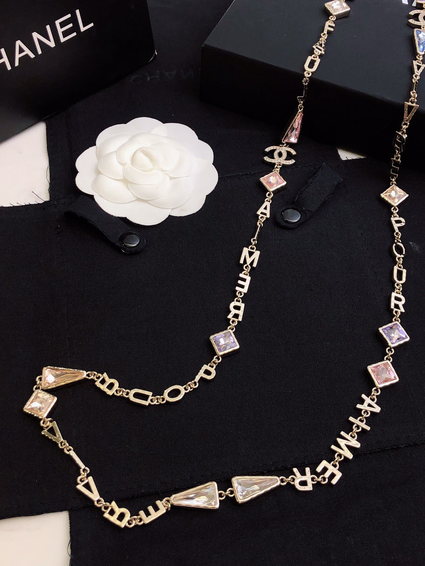 Chanel CC Logo & Alphabet Long Necklace