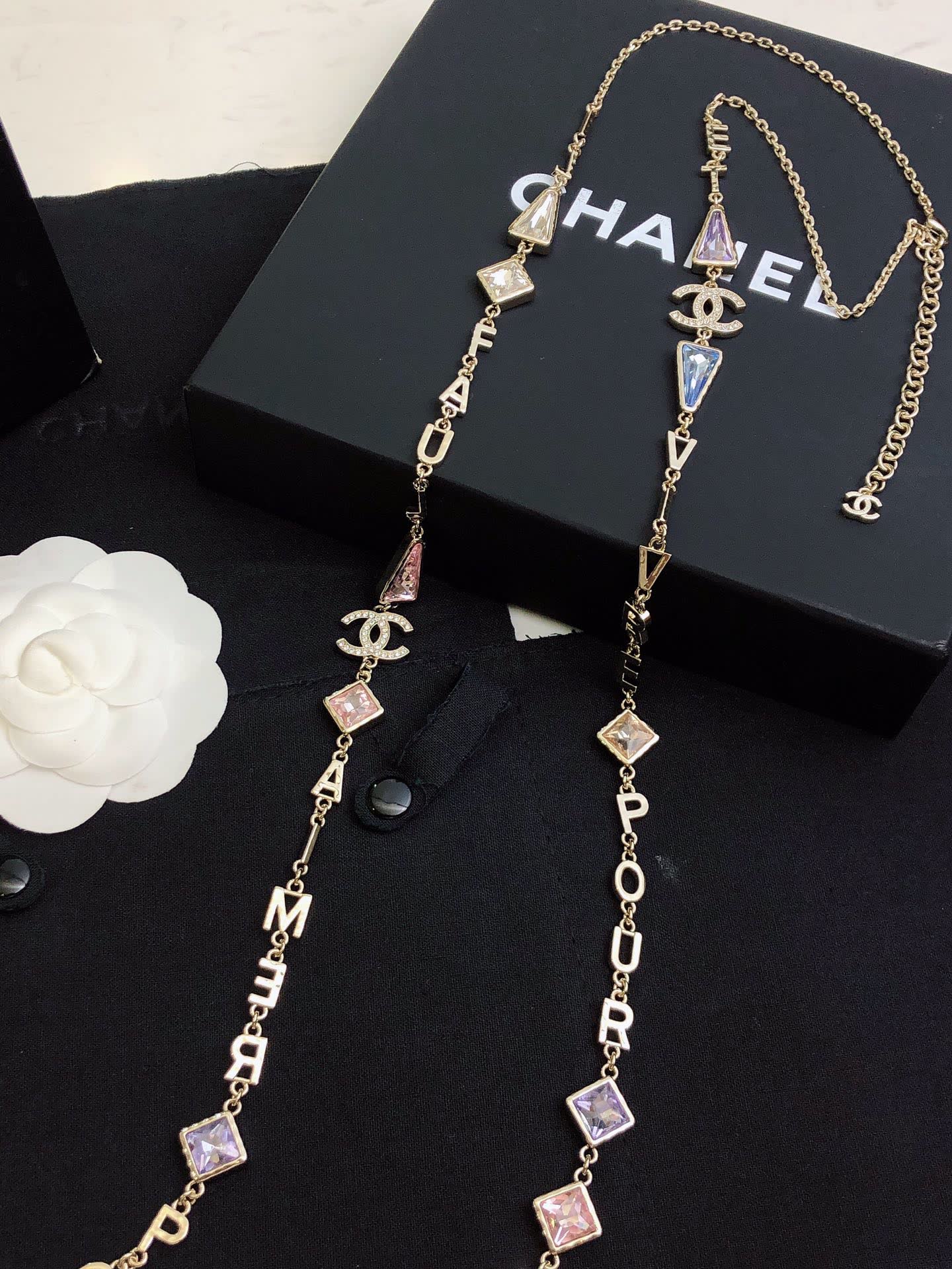 Chanel CC Logo & Alphabet Long Necklace