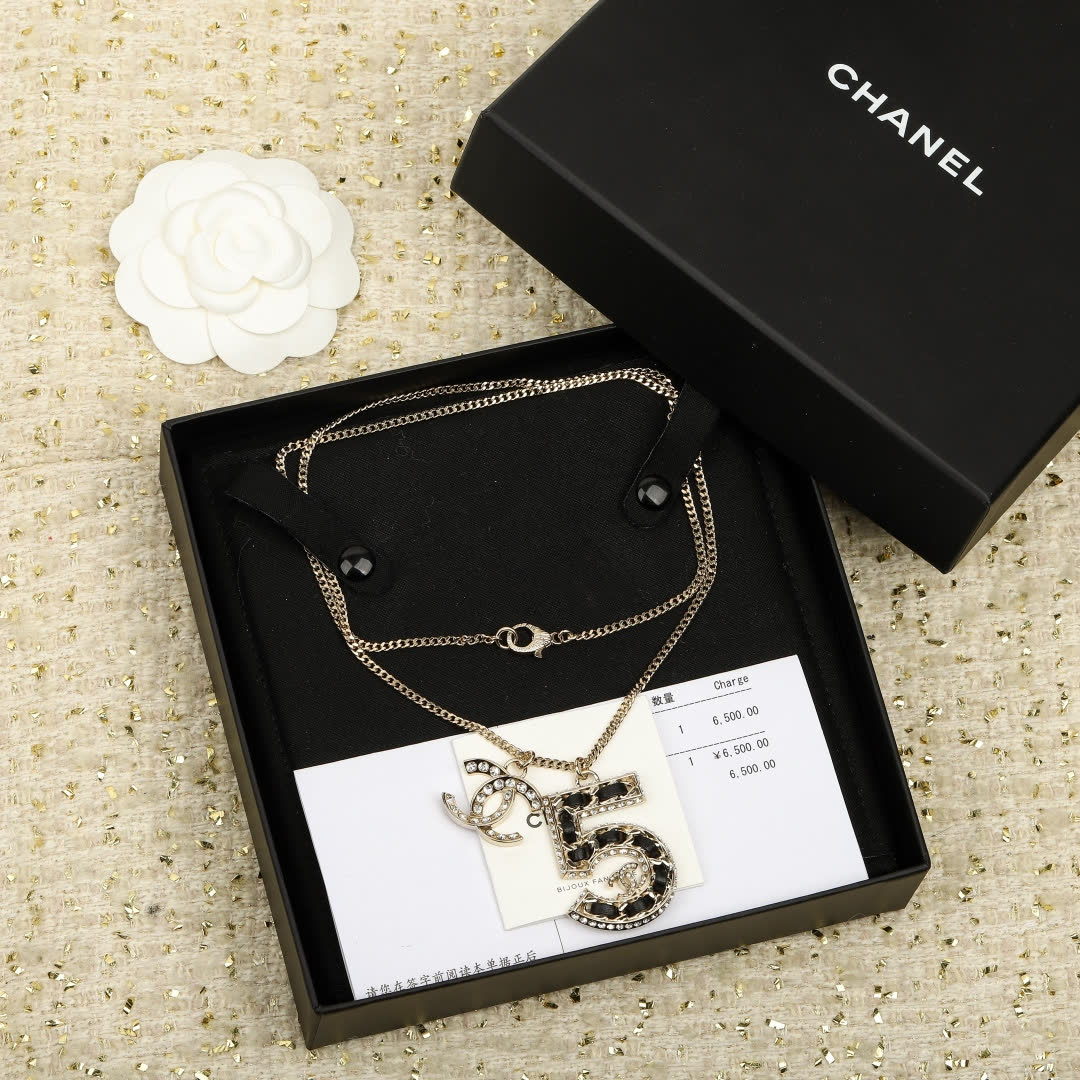 Chanel CC & Number 5 Pendant Necklace Chanel CC & Number 5 Pendant Necklace