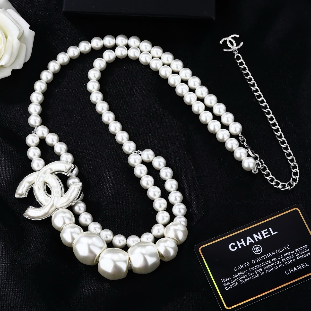 Chanel Pearl Belt with Logo