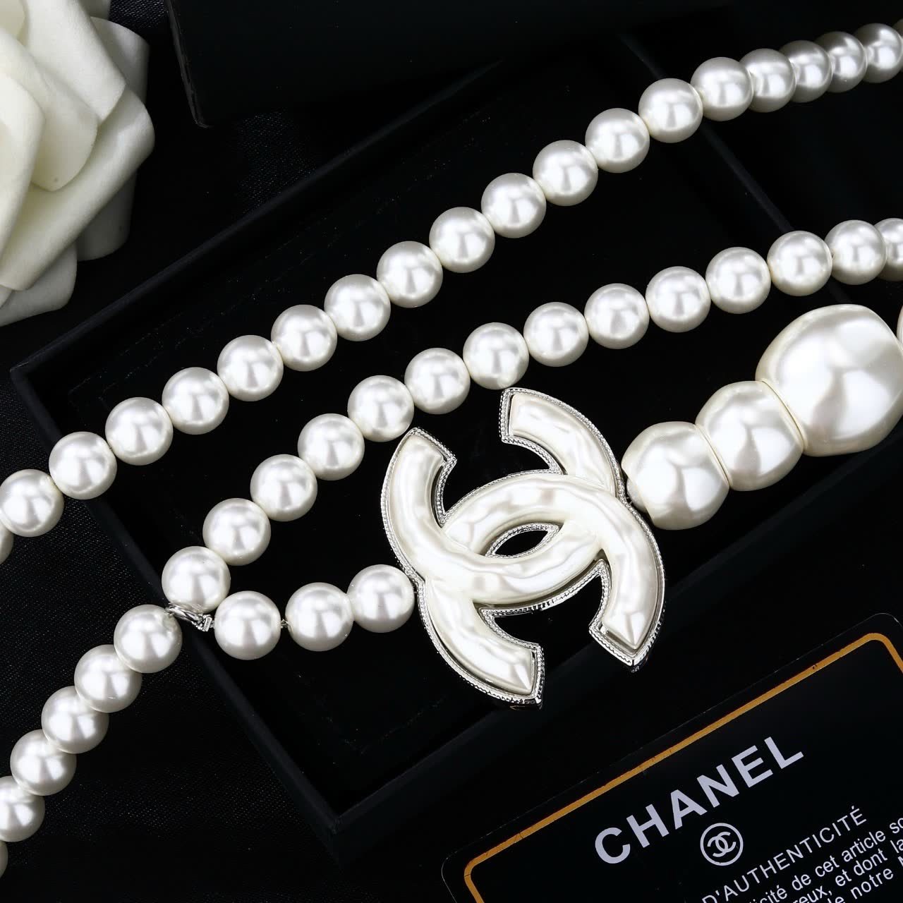 Chanel Pearl Belt with Logo