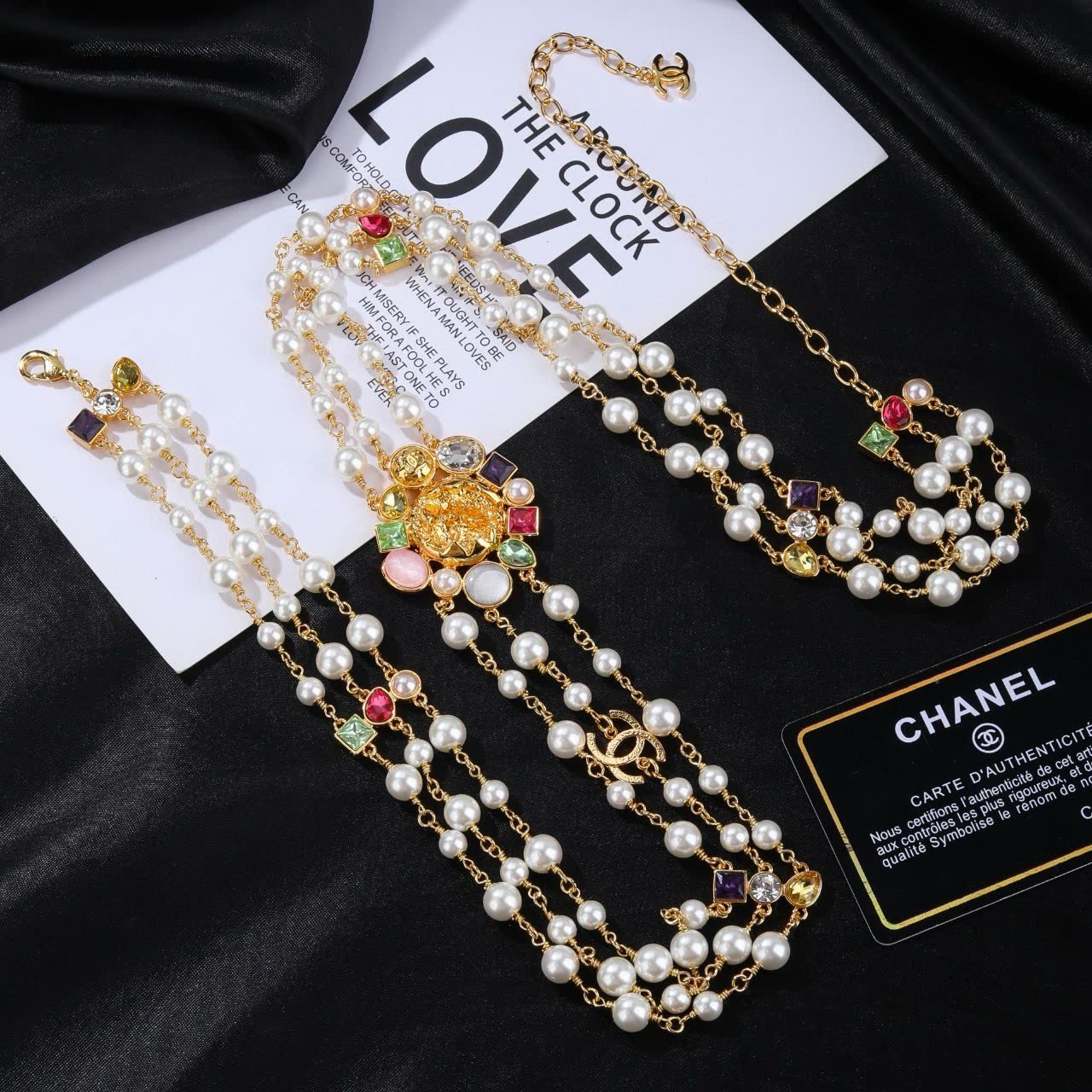 Chanel Multistrand Pearl and Gemstone Necklace
