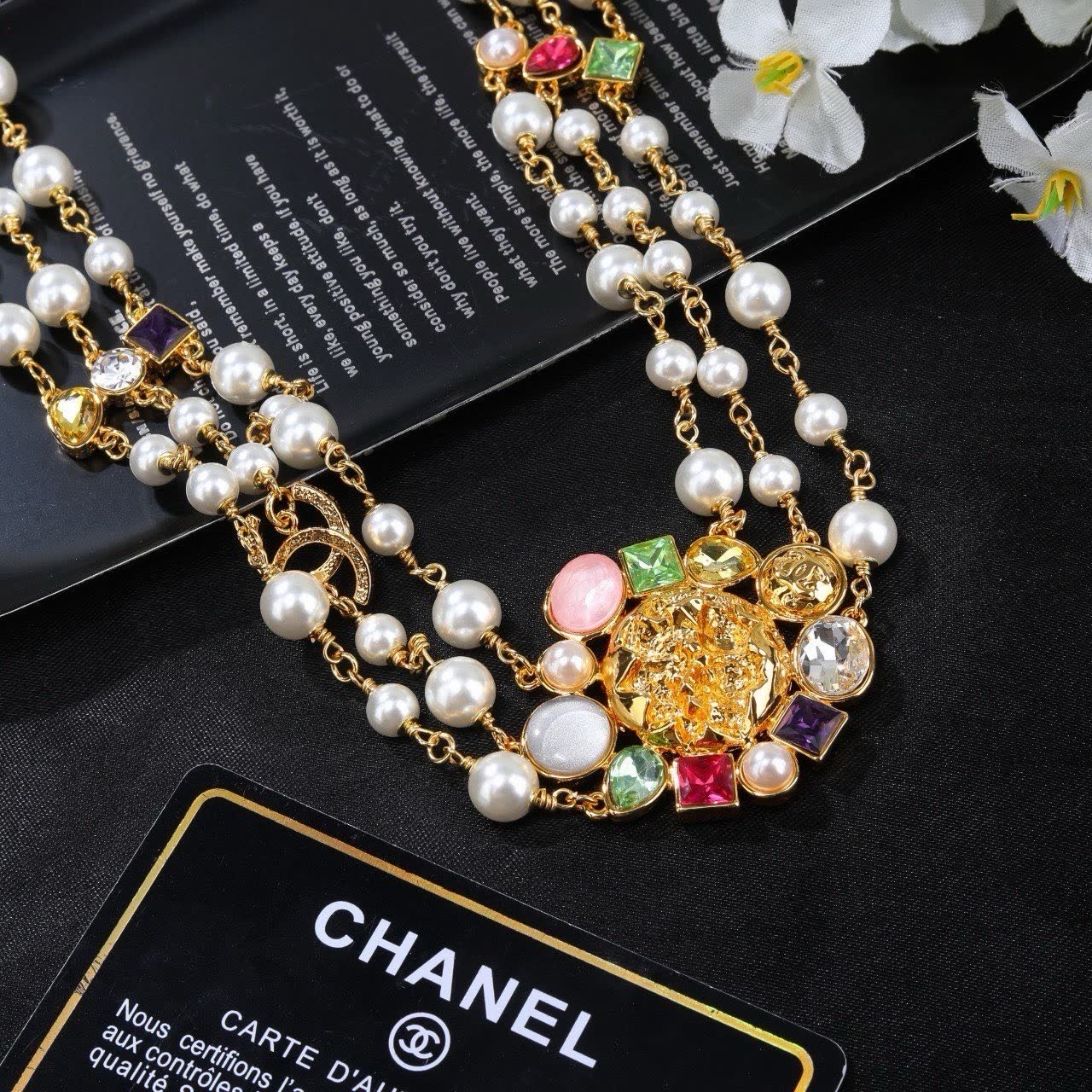 Chanel Multistrand Pearl and Gemstone Necklace