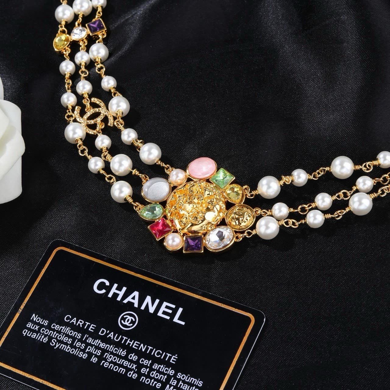 Chanel Multistrand Pearl and Gemstone Necklace