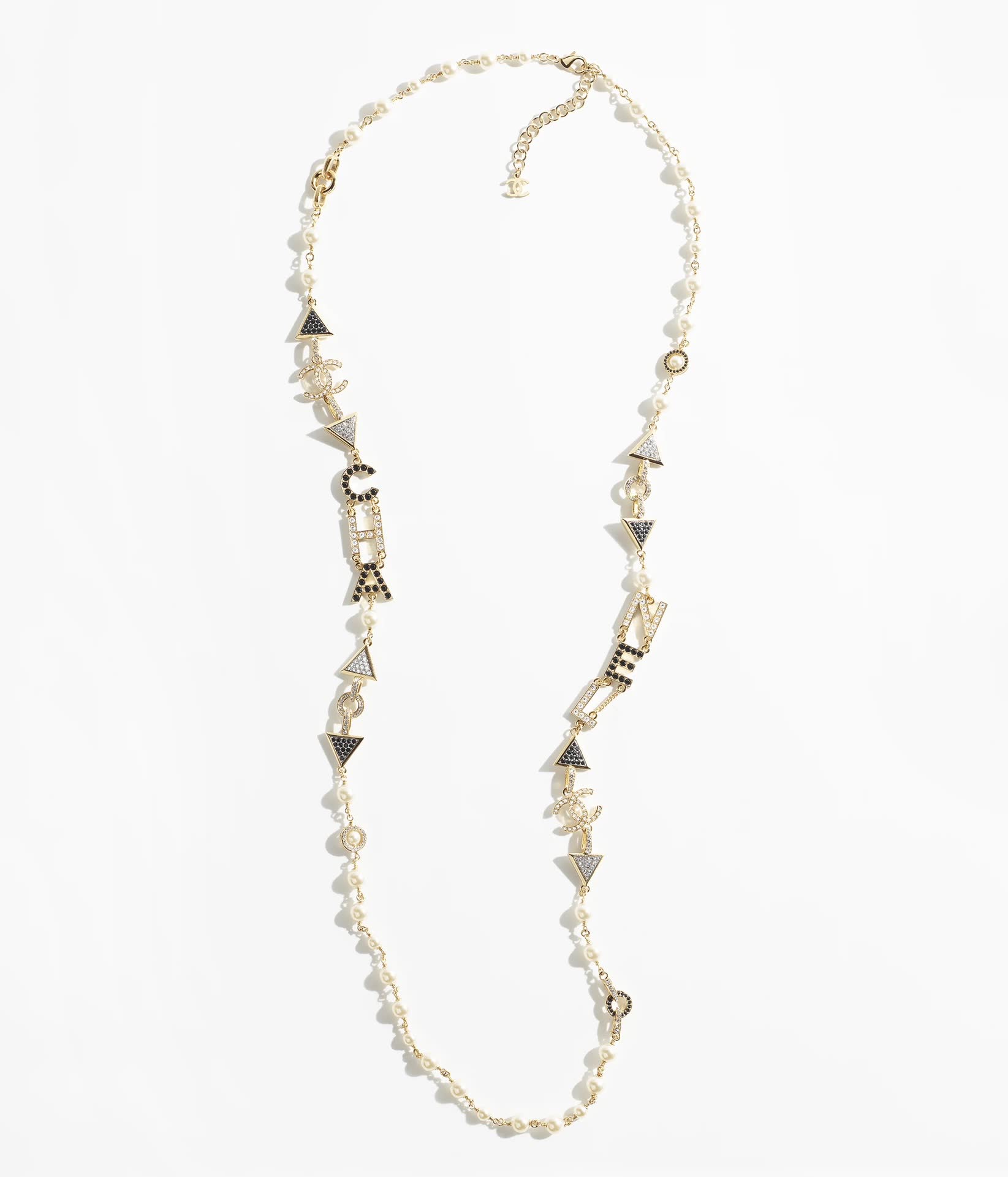 Chanel CC Logo & Triangle Beaded Necklace Chanel CC Logo & Triangle Beaded Necklace