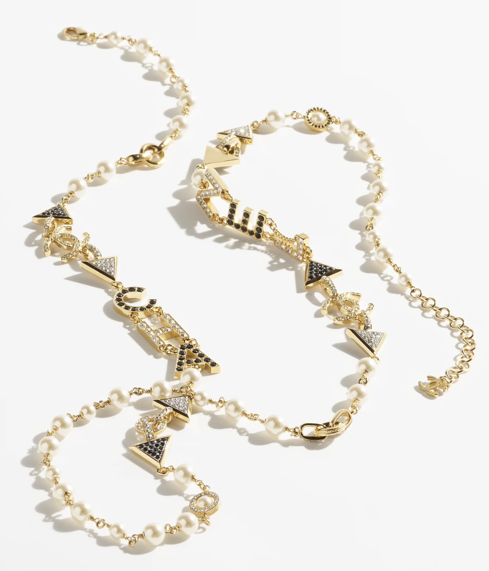 Chanel CC Logo & Triangle Beaded Necklace