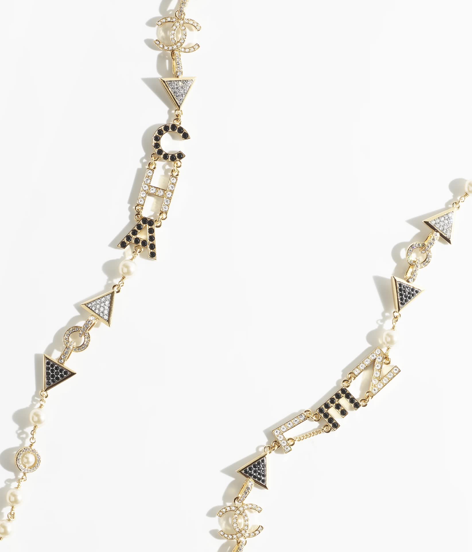 Chanel CC Logo & Triangle Beaded Necklace