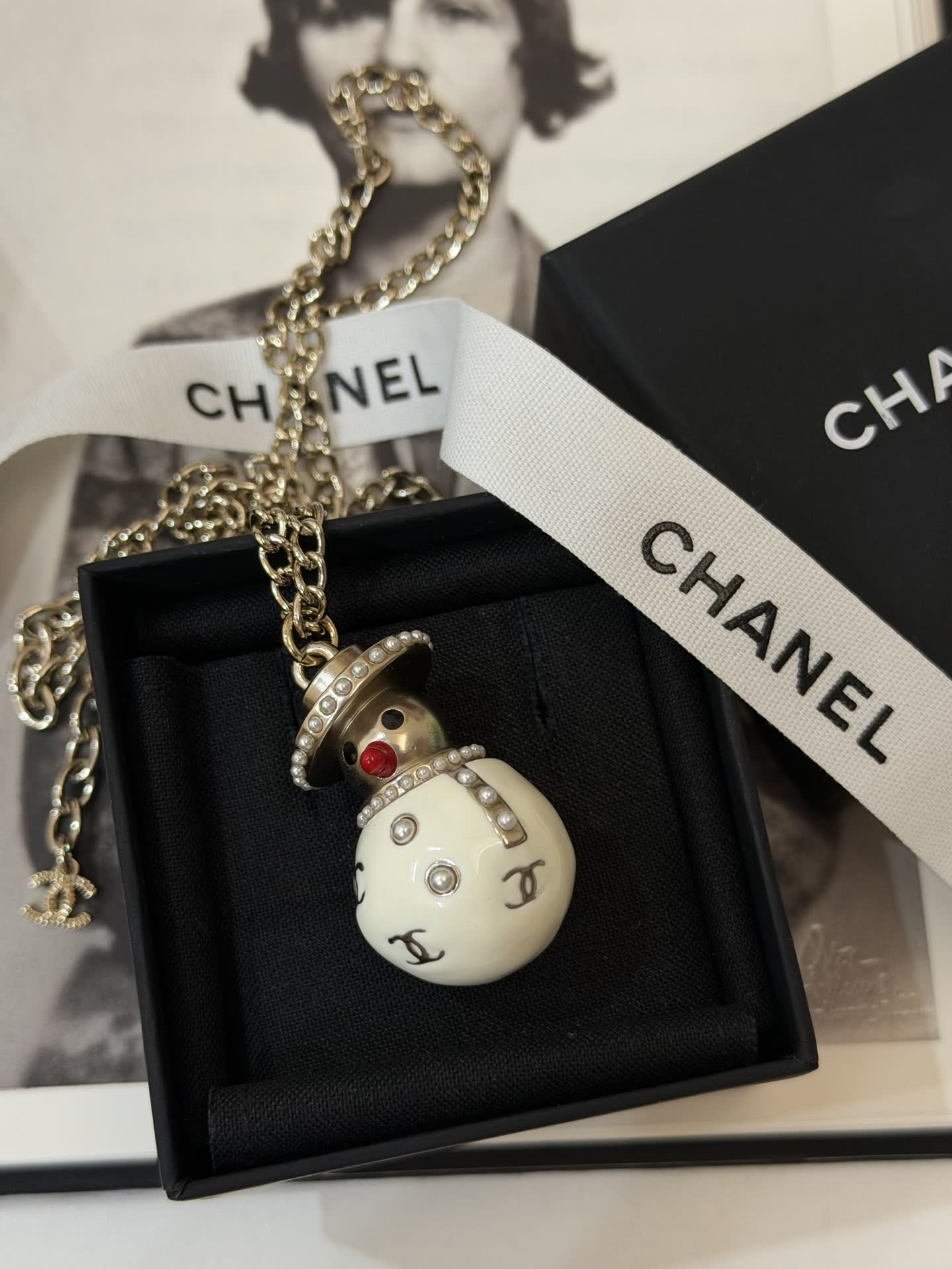 Chanel Snowman Pendant Necklace