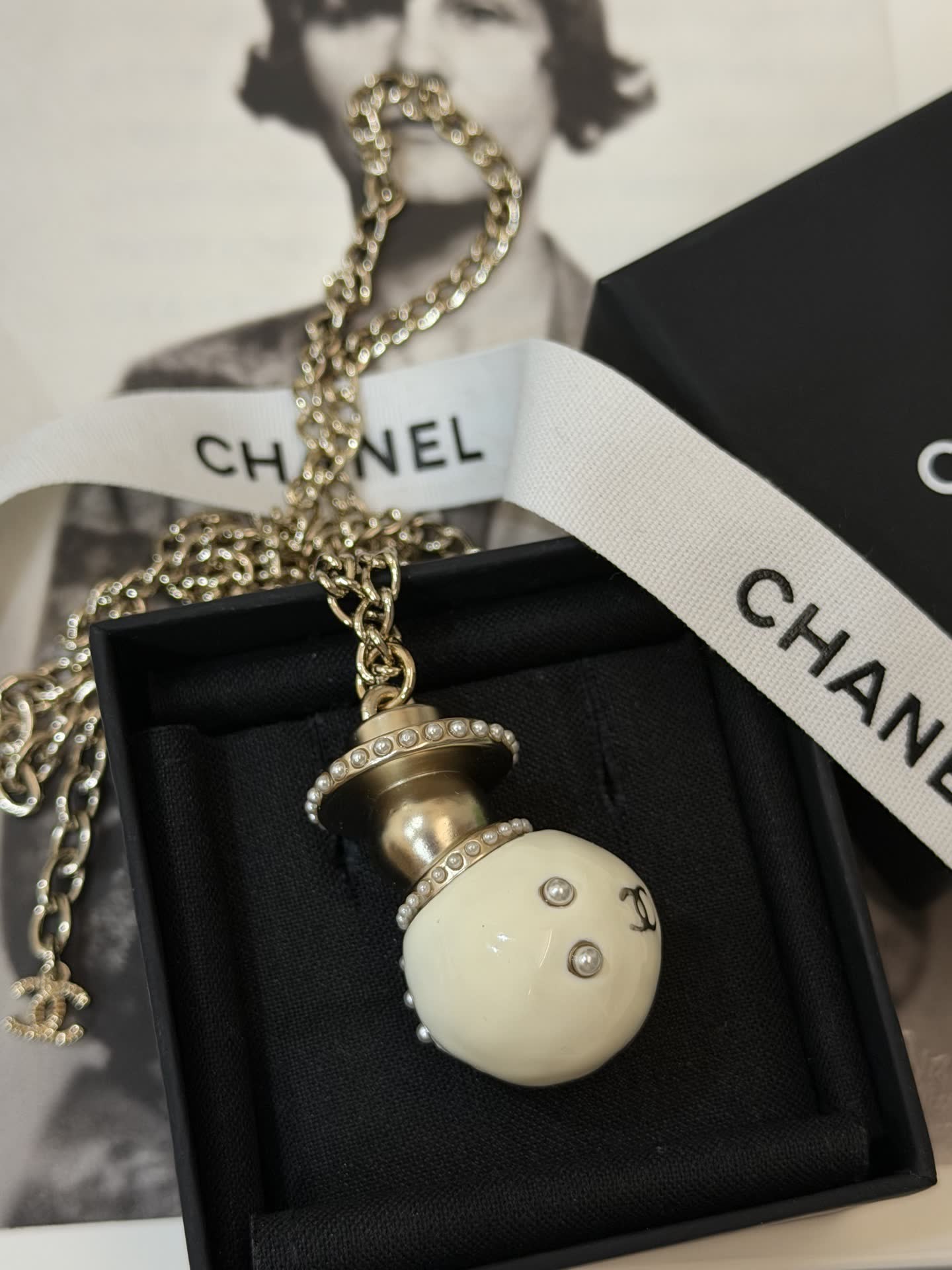 Chanel Snowman Pendant Necklace