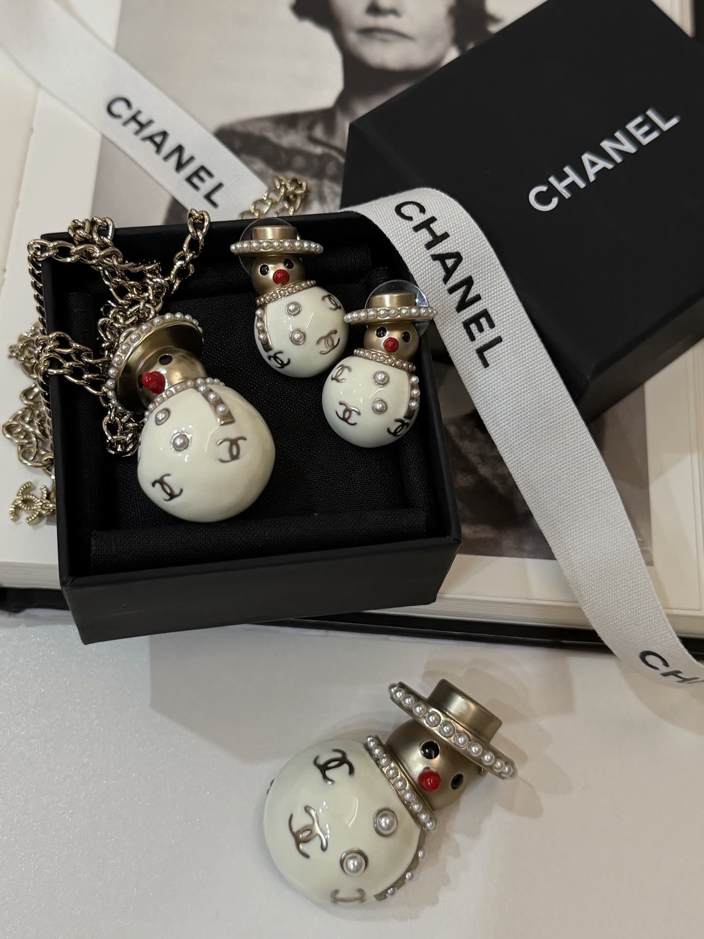 Chanel Snowman Pendant Necklace