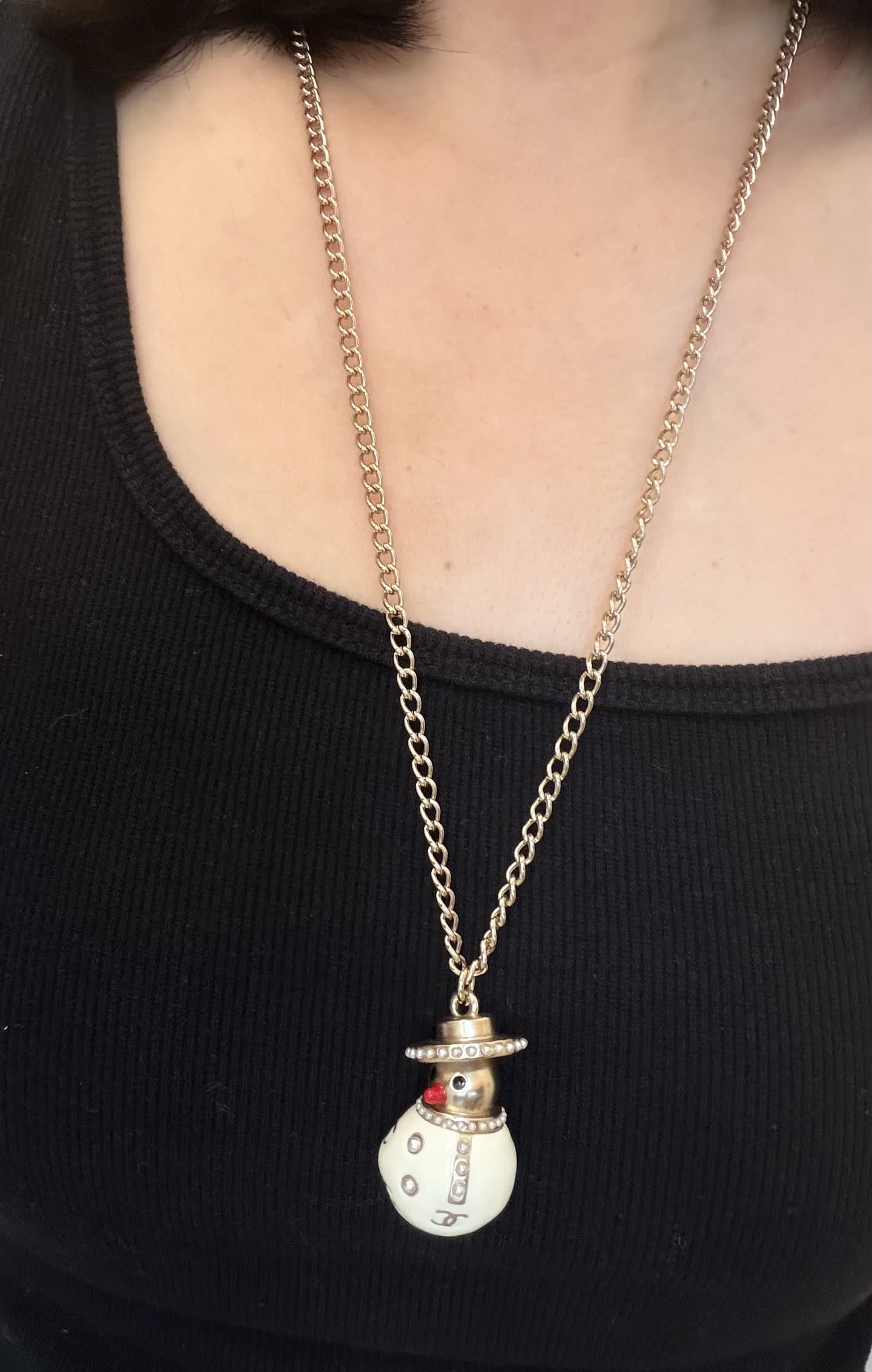 Chanel Snowman Pendant Necklace
