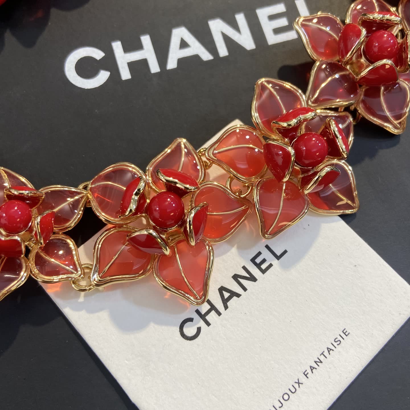 Chanel Red Flower Necklace