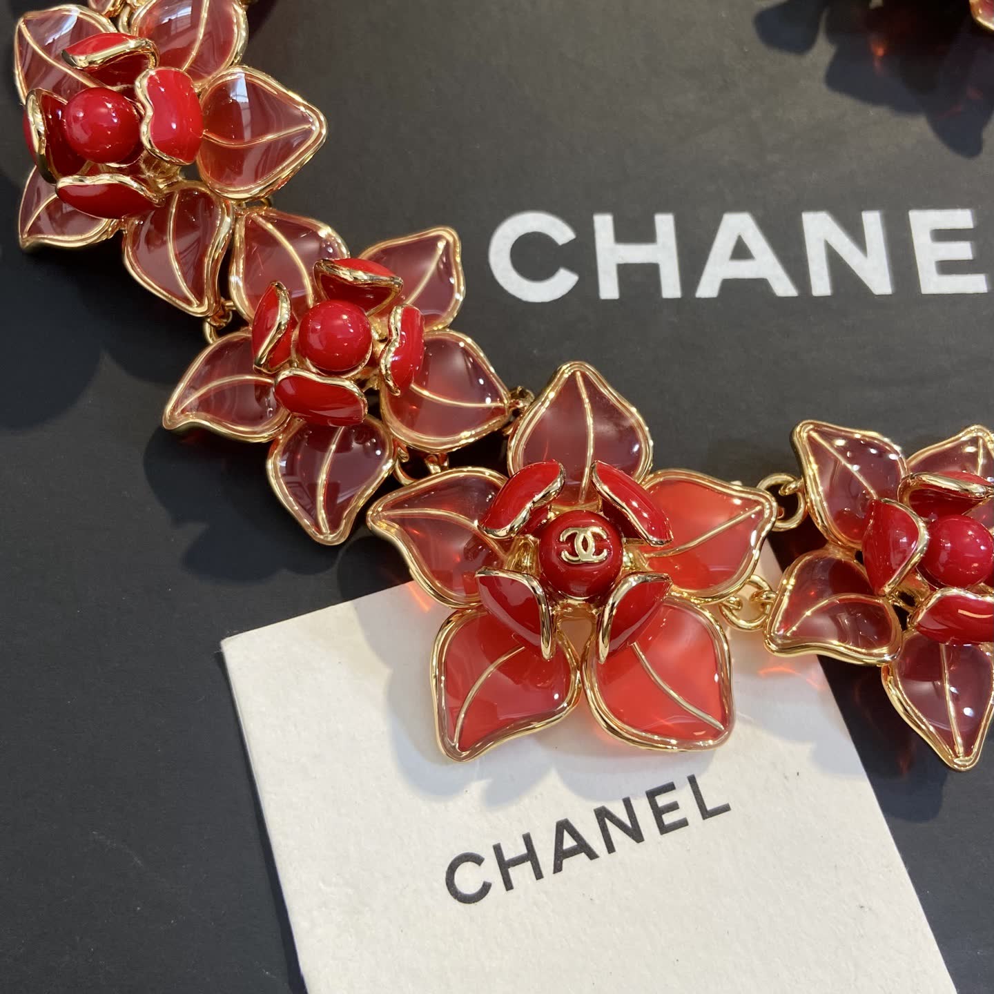 Chanel Red Flower Necklace
