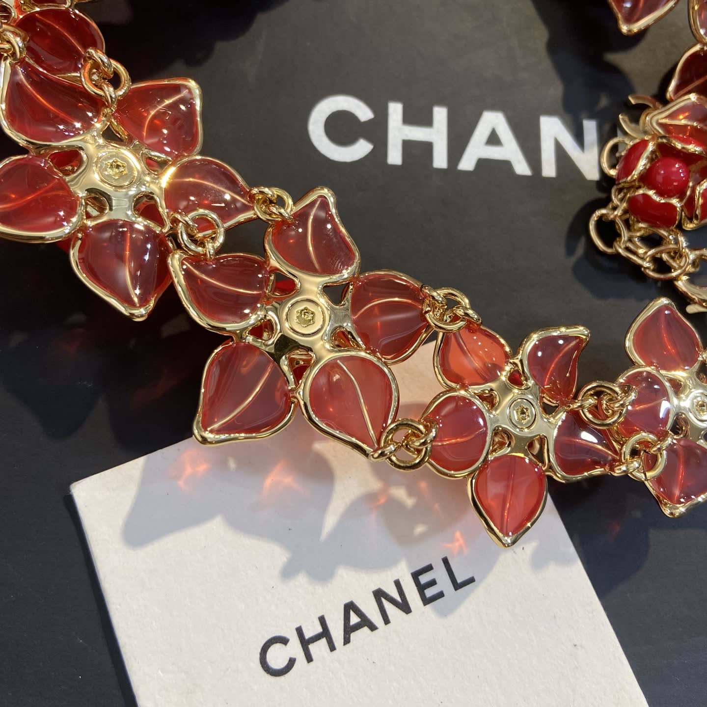 Chanel Red Flower Necklace