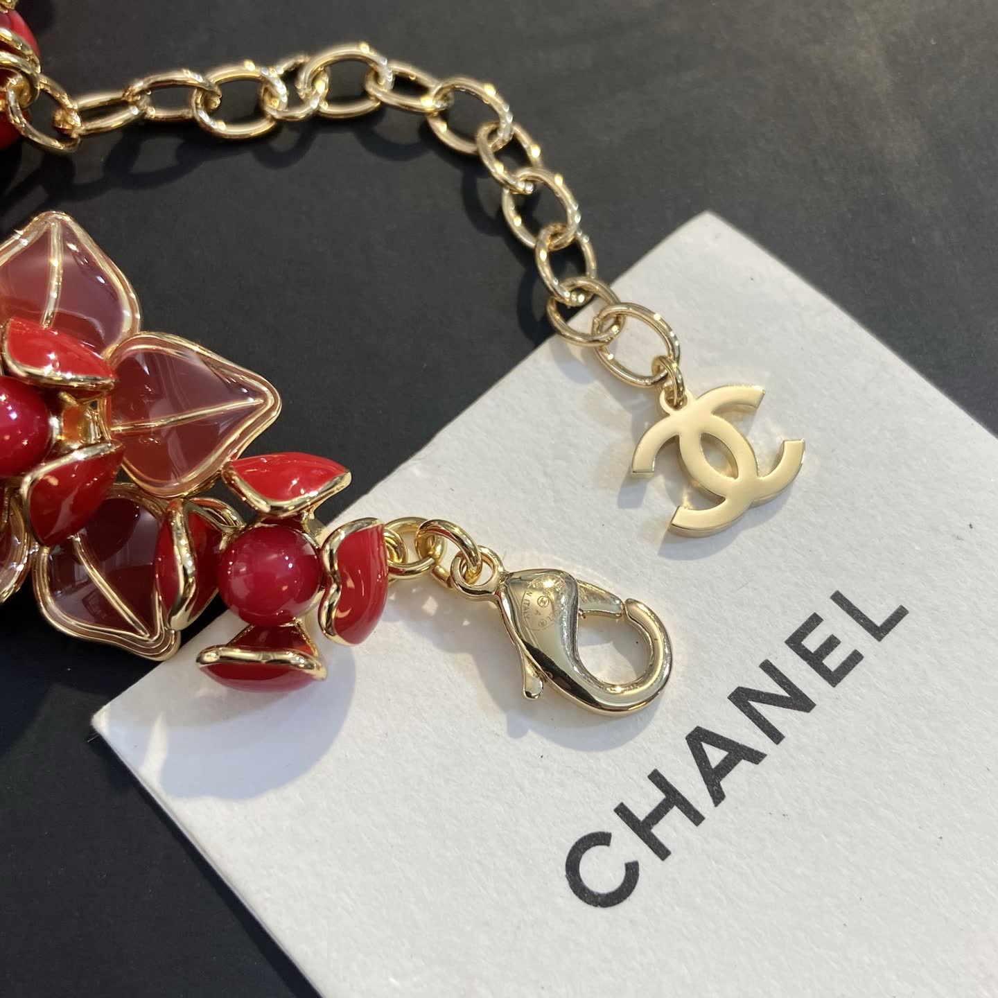 Chanel Red Flower Necklace