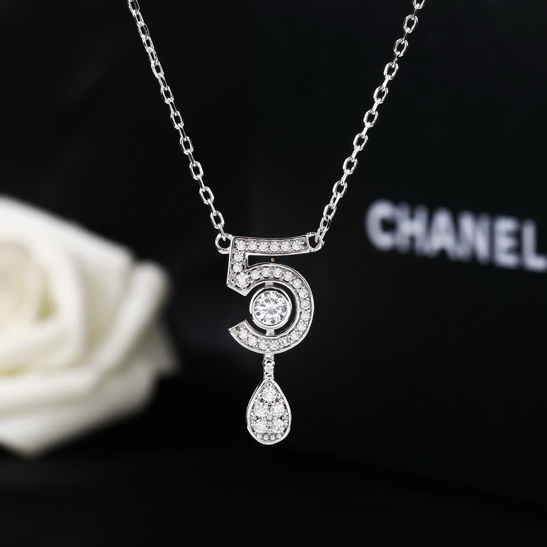 Chanel Number 5 Diamond Pendant Necklace