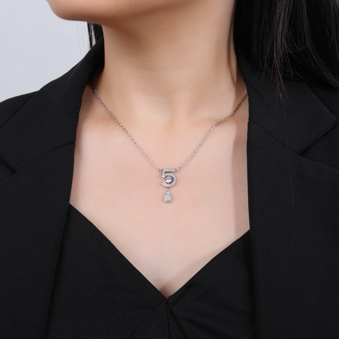 Chanel Number 5 Diamond Pendant Necklace