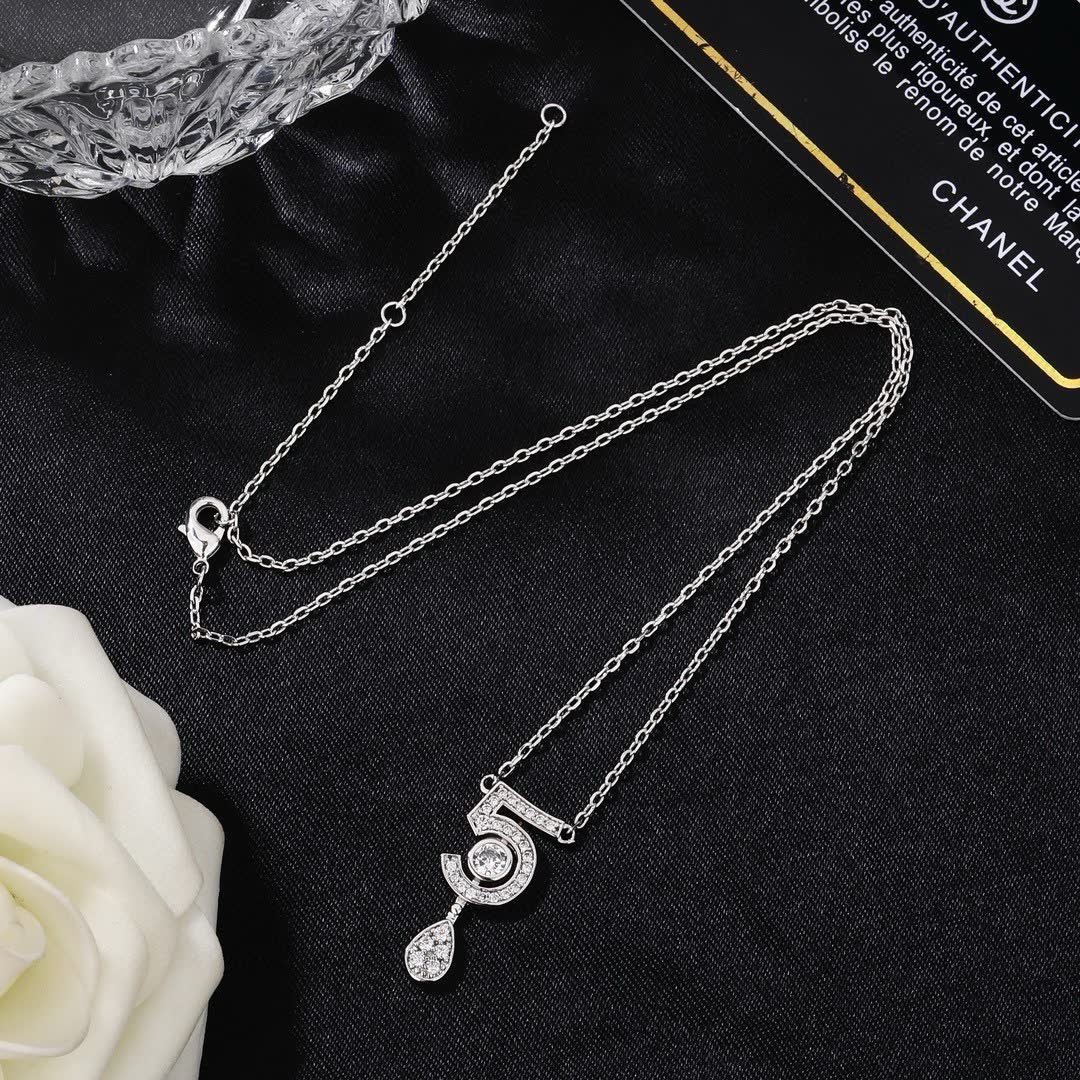 Chanel Number 5 Diamond Pendant Necklace