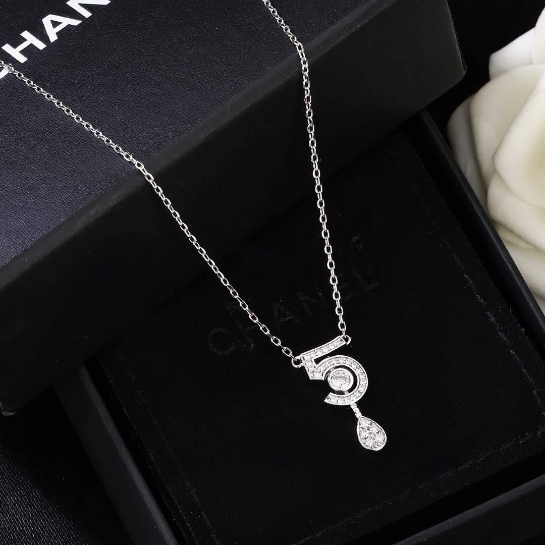 Chanel Number 5 Diamond Pendant Necklace