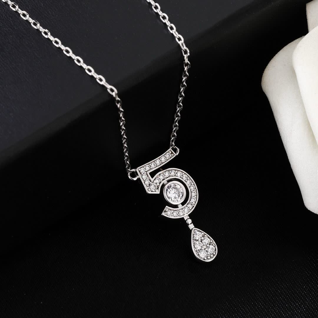 Chanel Number 5 Diamond Pendant Necklace