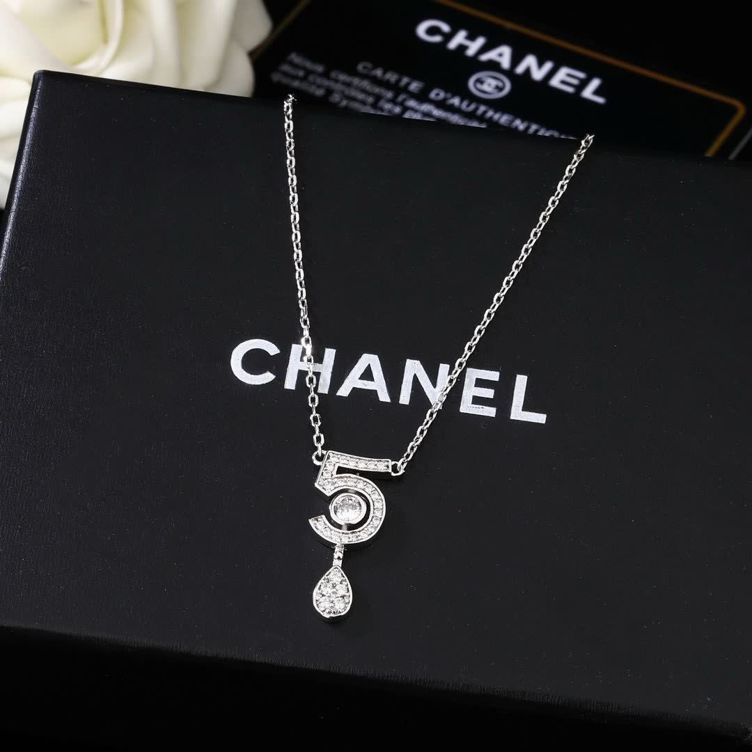 Chanel Number 5 Diamond Pendant Necklace