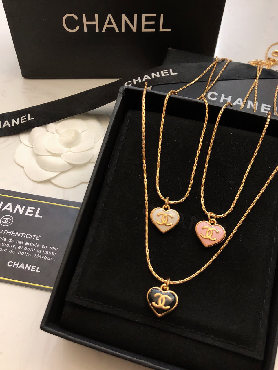 Chanel Heart Shaped Necklace Set