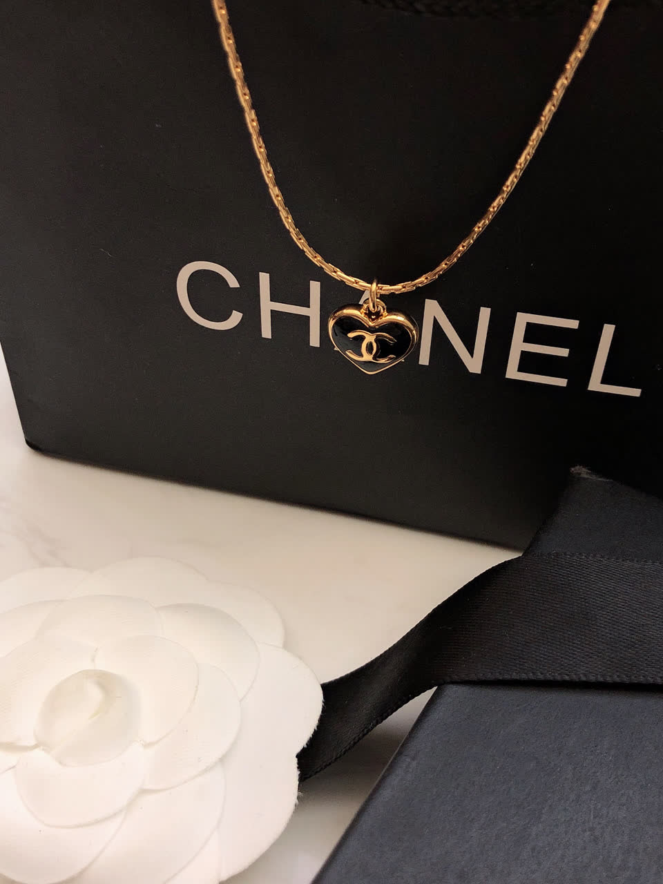 Chanel Heart Shaped Necklace Set