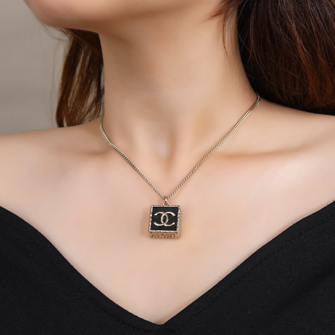 Chanel CC Square Pendant Necklace