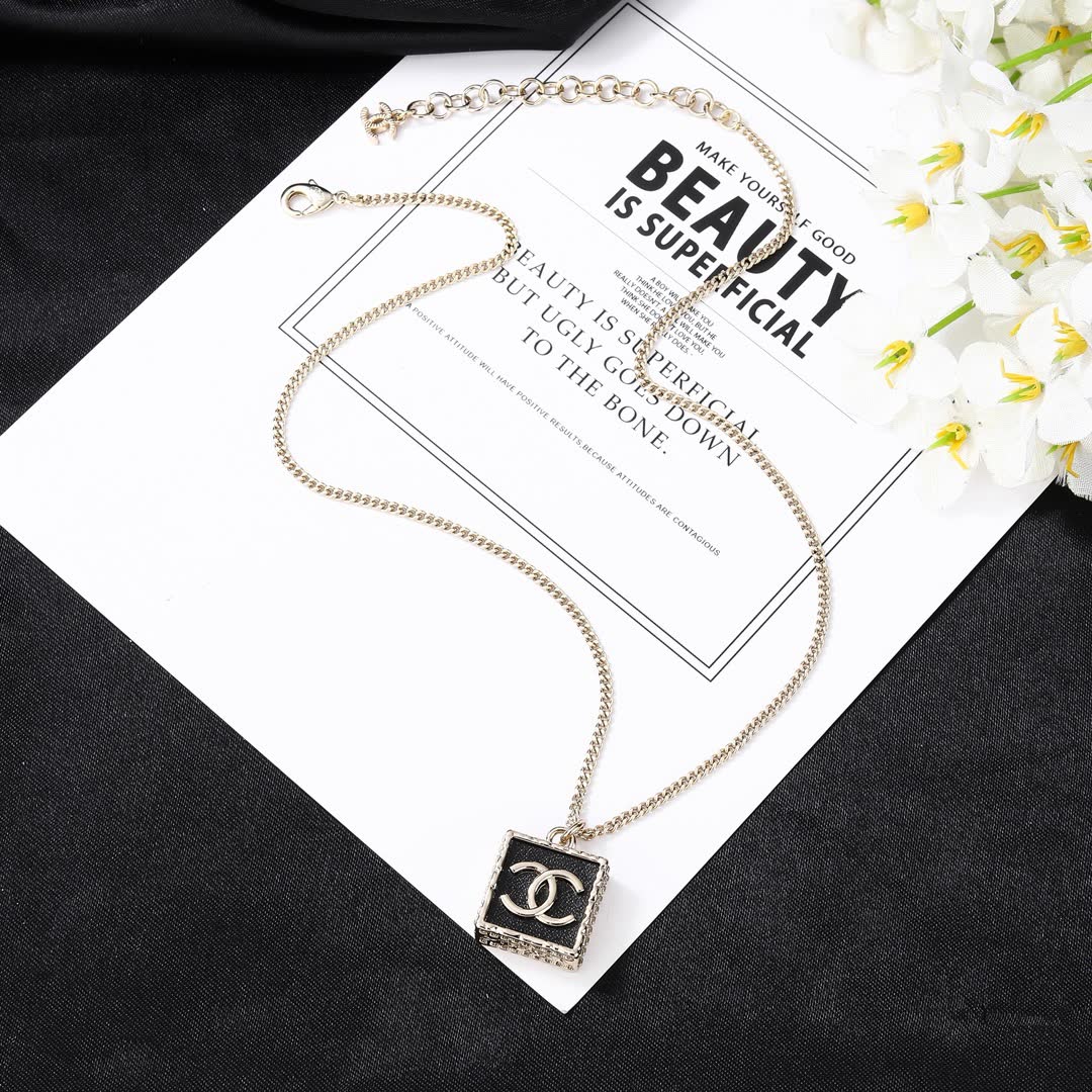 Chanel CC Square Pendant Necklace