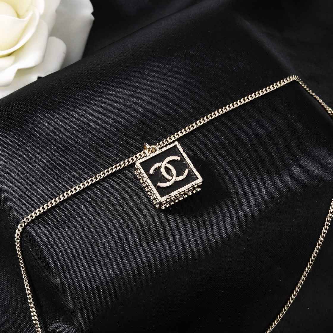 Chanel CC Square Pendant Necklace