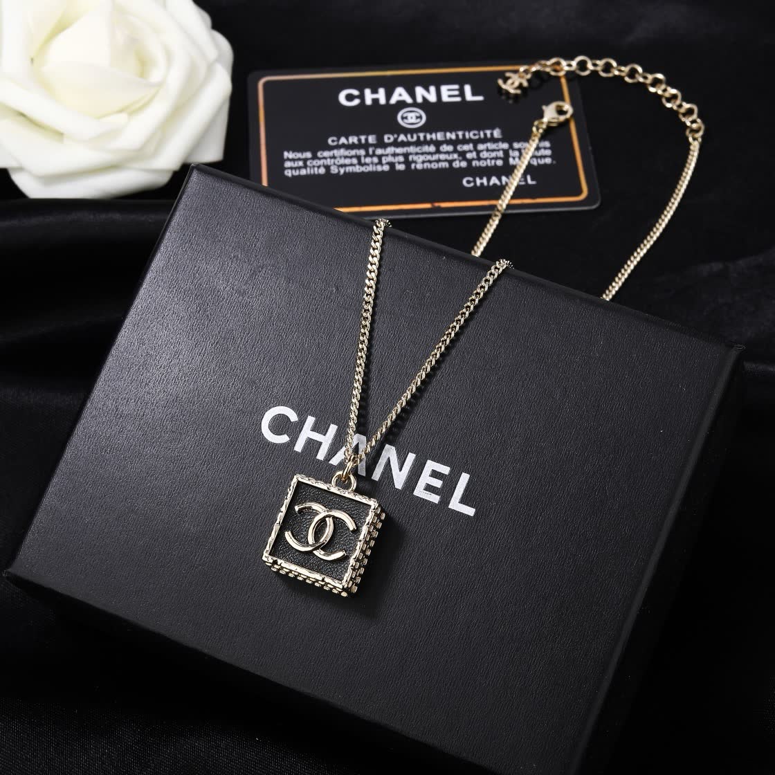 Chanel CC Square Pendant Necklace