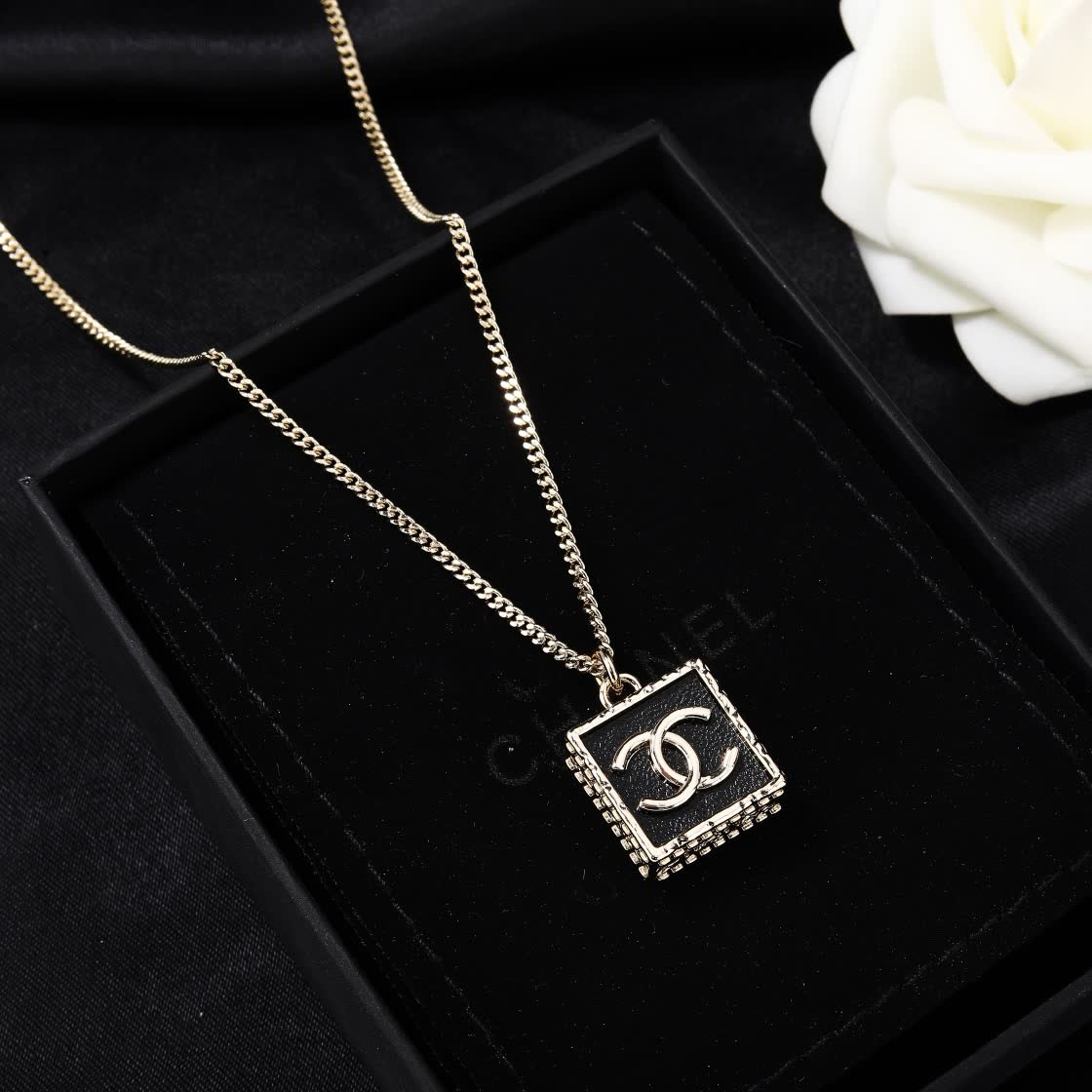 Chanel CC Square Pendant Necklace