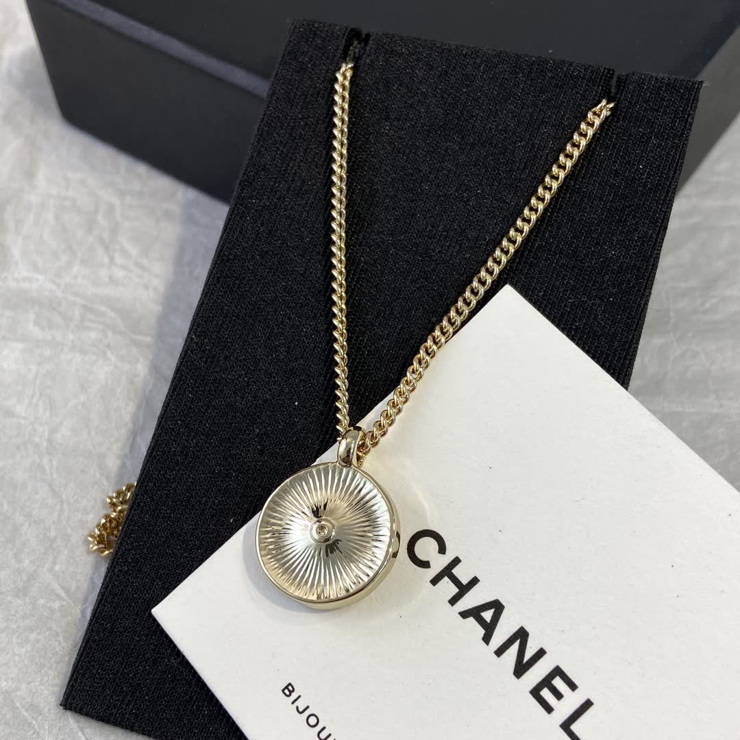 Chanel CC Logo Diamond Disc Necklace