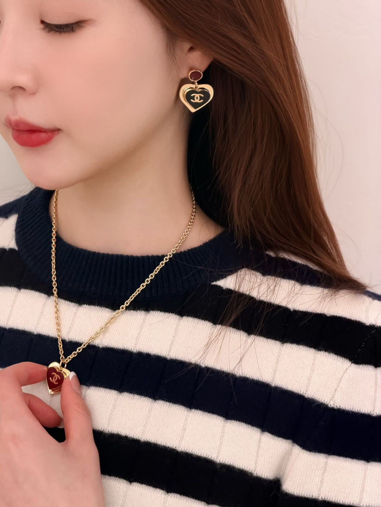 Chanel Heart Shaped Pendant Necklace