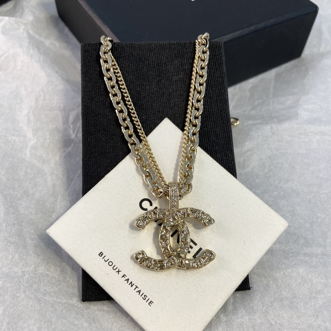 Chanel CC Logo Gold Tone Necklace