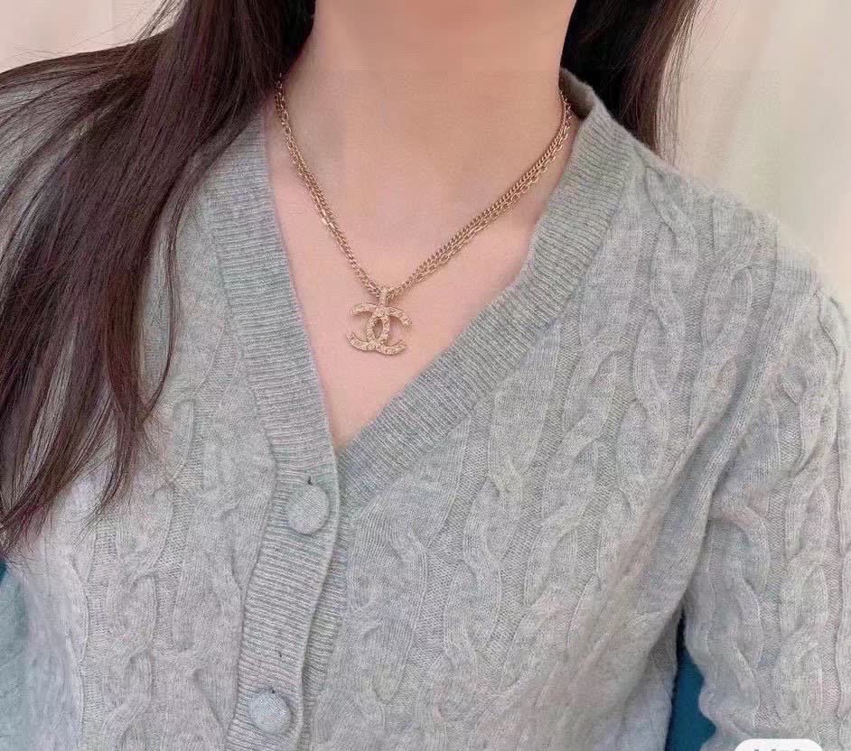 Chanel CC Logo Gold Tone Necklace