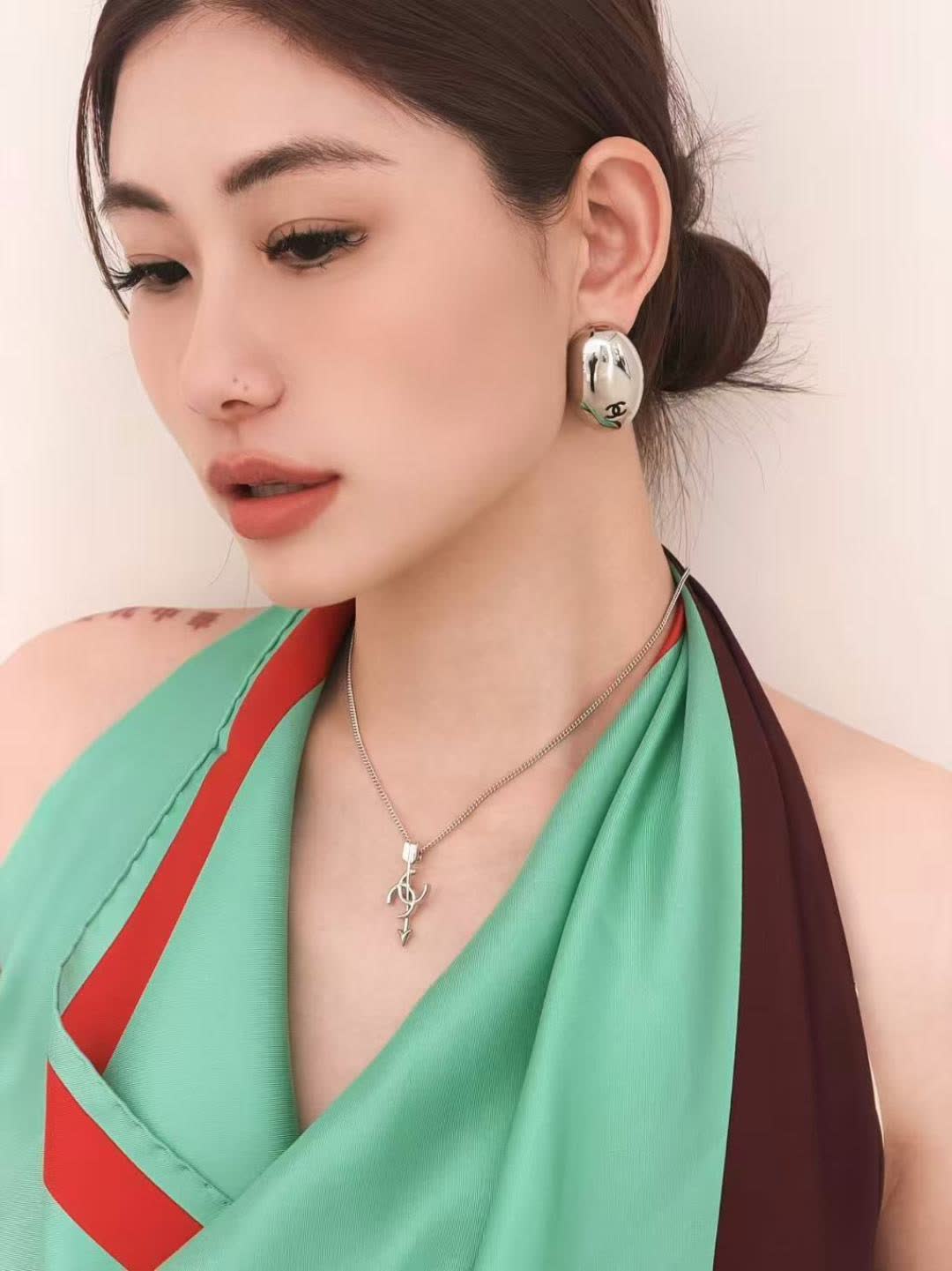 Chanel CC Arrow Pendant Necklace