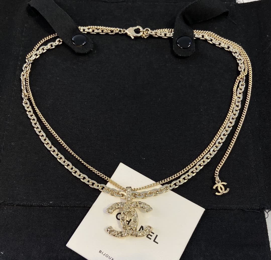 Chanel CC Logo Gold Tone Necklace
